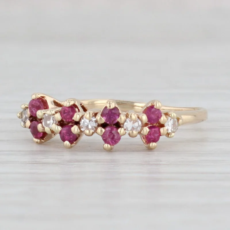 women’s oval engagement rings-0.41ctw Ruby Diamond Ring 14k Yellow Gold Stackable Size 7.75