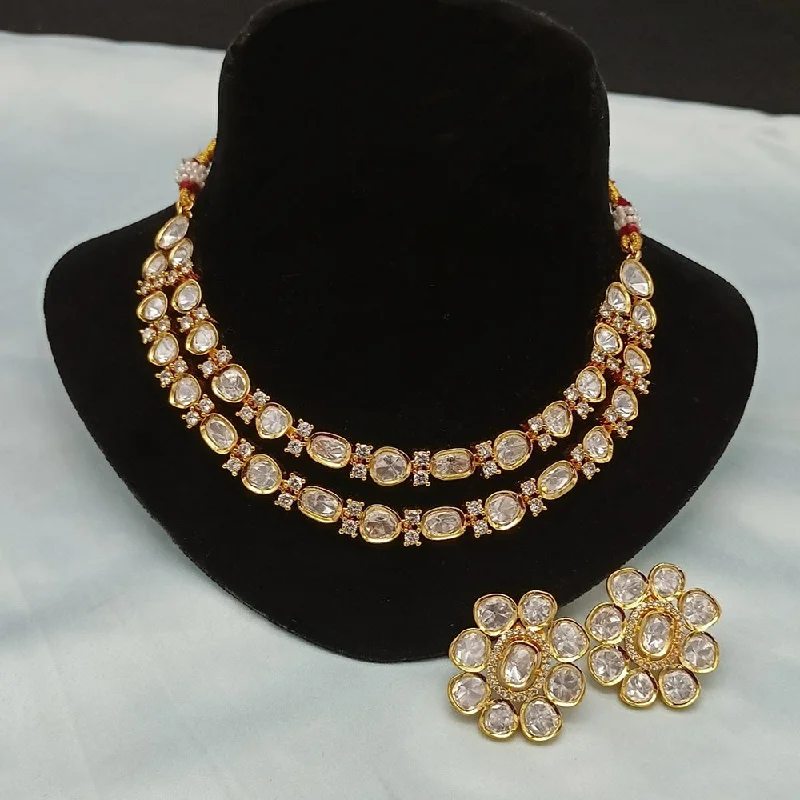 women’s friendship necklaces-Amoliya Jewels Brass Polki Kundan Designer Necklace Set