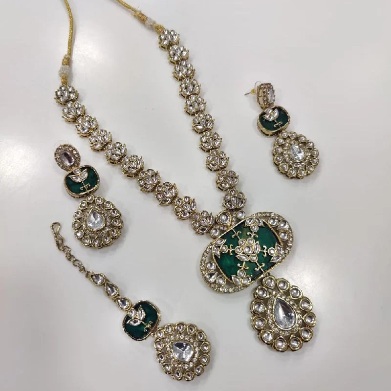 women’s emerald necklaces-Kavita Art Gold Plated Kundan Necklace Set