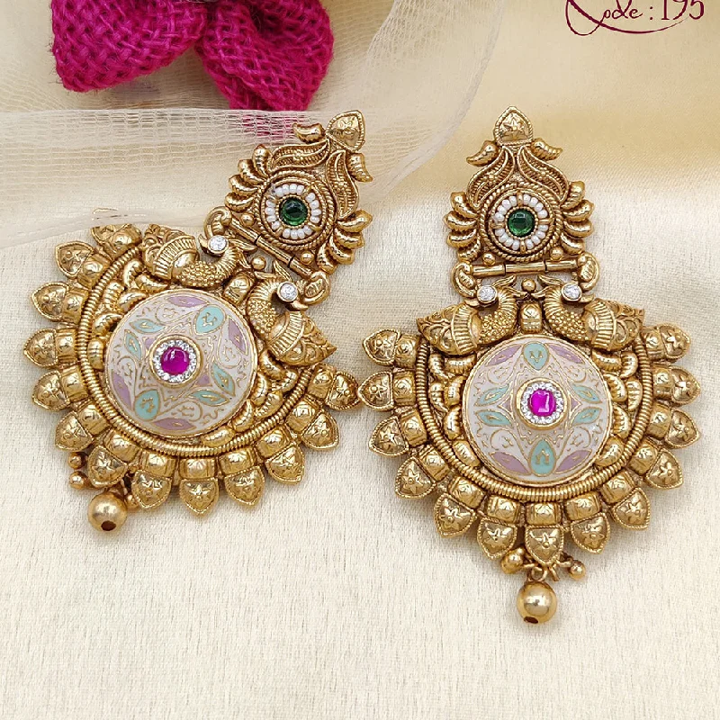 women’s halo earrings-Jewel Addiction Copper Rajwadi Finish Pota Stone Dangler Earrings