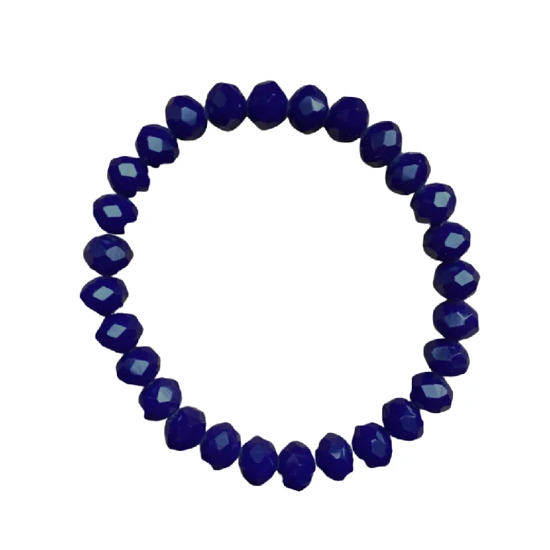 women’s cuff bracelets-Bright Navy Faceted Rondelle 8mm Bracelet