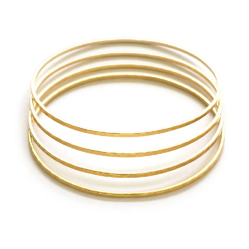 women’s engraved bracelets-Thin Gold Hammered Bangle