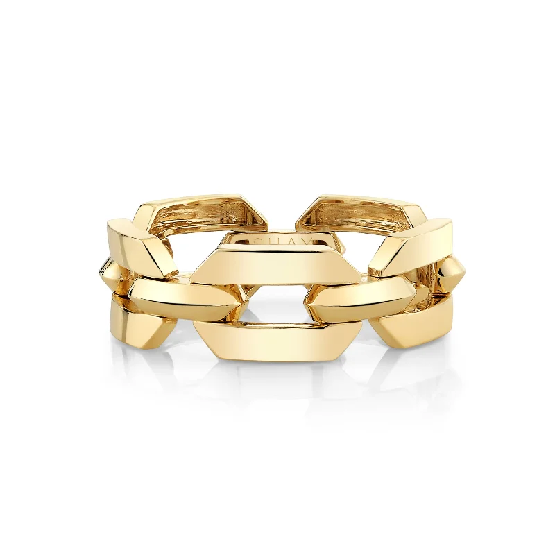 women’s men’s wedding rings-SOLID GOLD FLAT GEO LINK RING