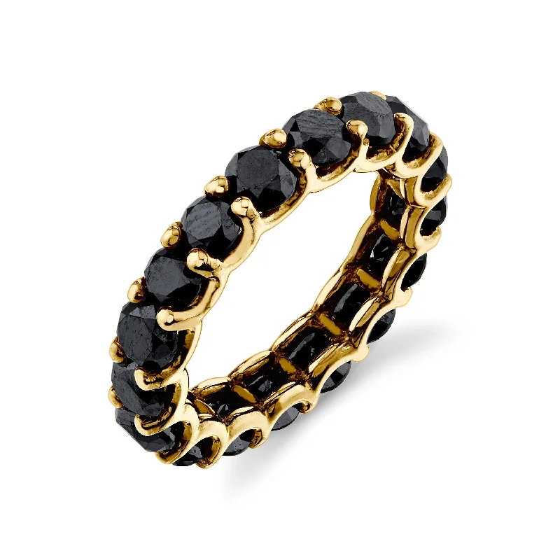 women’s statement rings-MEN'S BLACK DIAMOND ROUND ETERNITY BAND