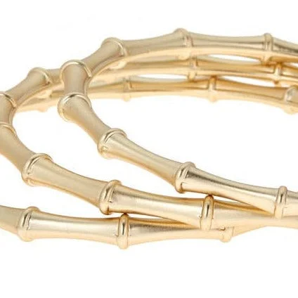 women’s simple cuff bracelets-Brush Gold Harper Bamboo Bangle