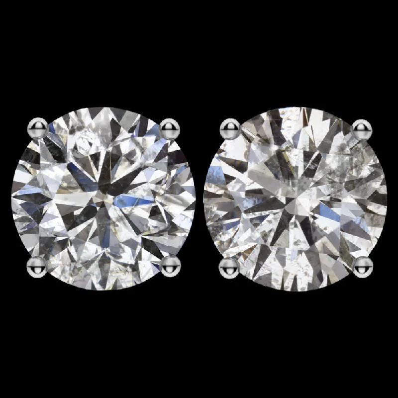 women’s custom earrings-4.05ct VERY GOOD CUT I SI DIAMOND STUD EARRINGS ROUND BRILLIANT NATURAL PAIR 4ct