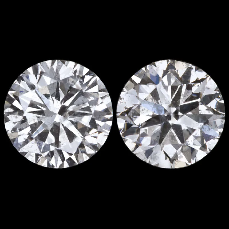 women’s stud earrings-3 CARAT VERY GOOD CUT 7.3mm G-H SI DIAMOND STUD EARRINGS PAIR NATURAL ROUND 3ct