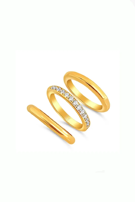 women’s square rings-Percy Triple Ring Set