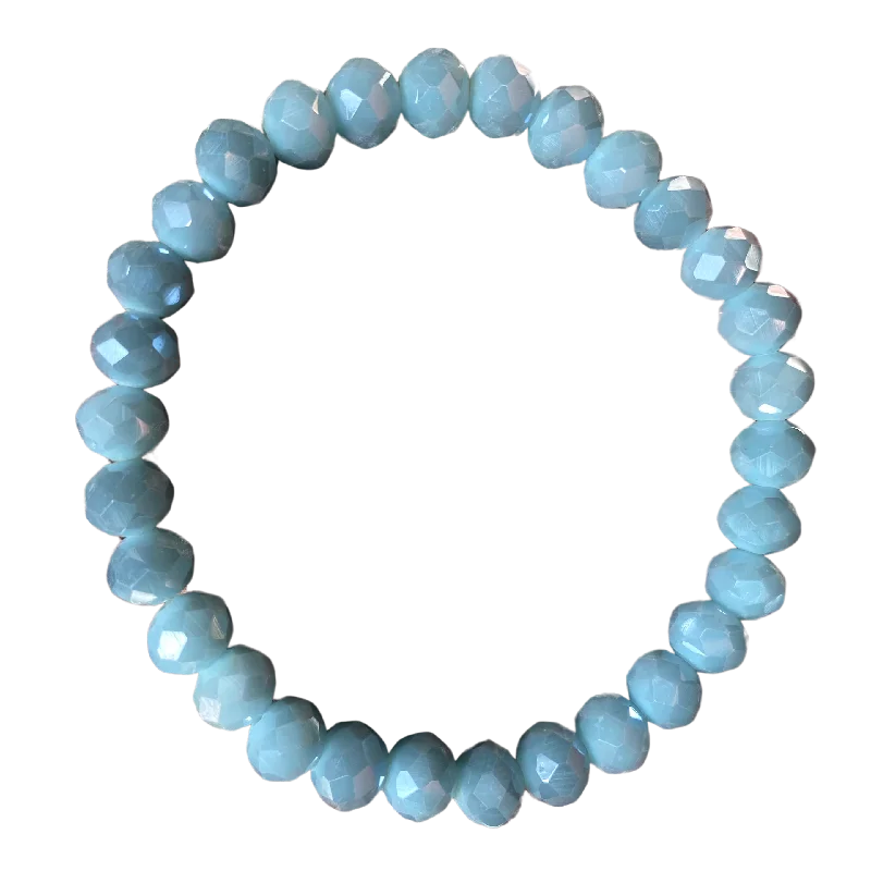 women’s diamond bracelets-Ice Blue Faceted Rondelle 8mm Bracelet