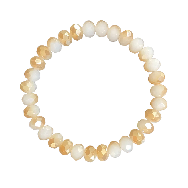 women’s pearl bangle bracelets-Honey and Cream Faceted Rondelle 8mm Bracelet