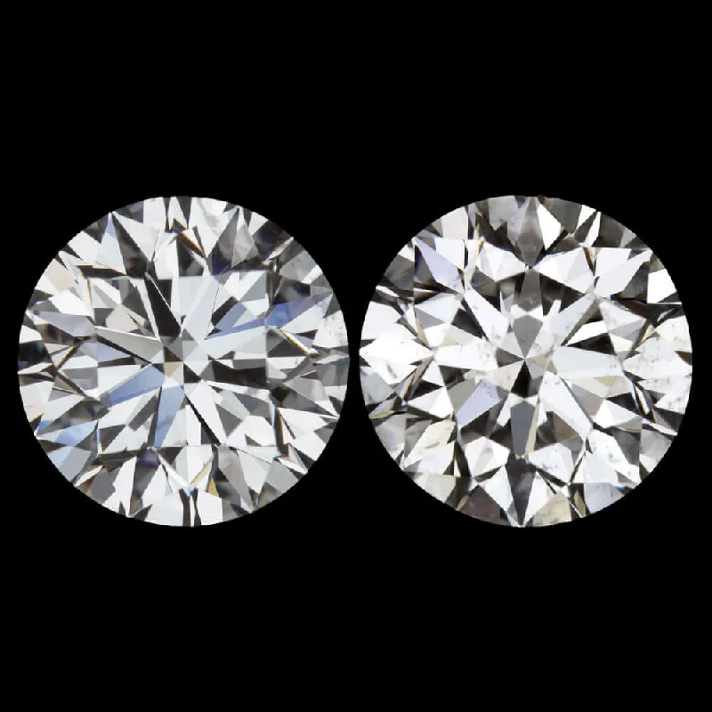 women’s heart stud earrings-4 CARAT GIA CERTIFIED I SI2 DIAMOND STUD EARRINGS EXCELLENT CUT ROUND PAIR 4ct