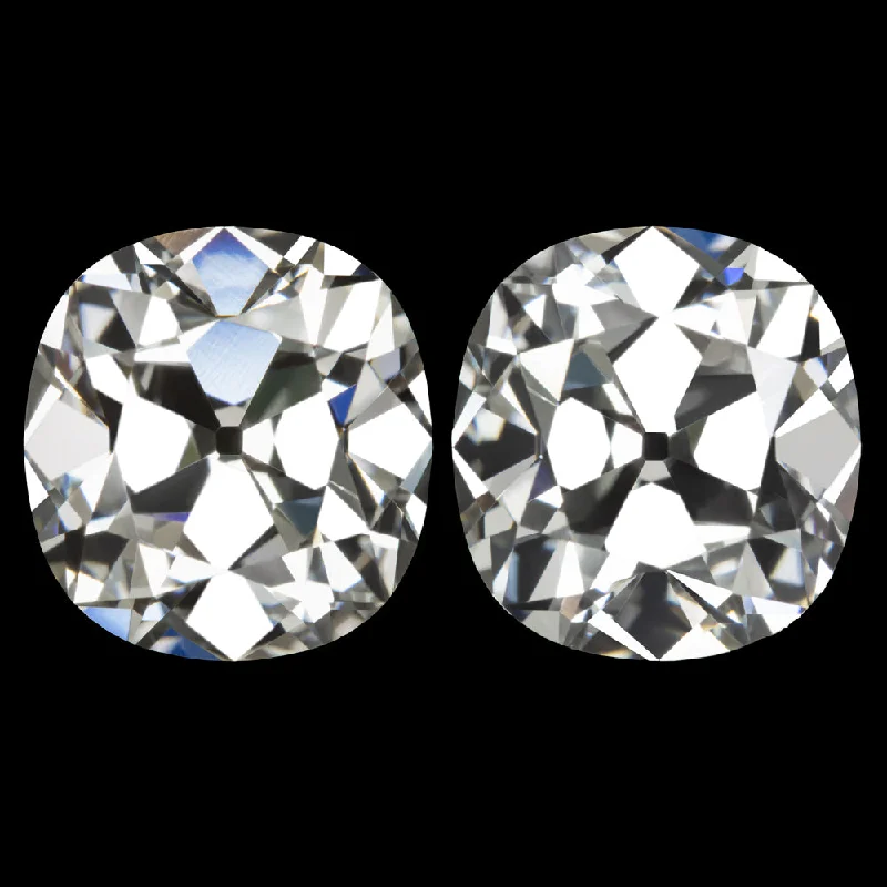 women’s gemstone earrings-6 CARAT OLD MINE CUT LAB CREATED DIAMOND STUD EARRINGS CERTIFIED F VS1 CUSHION