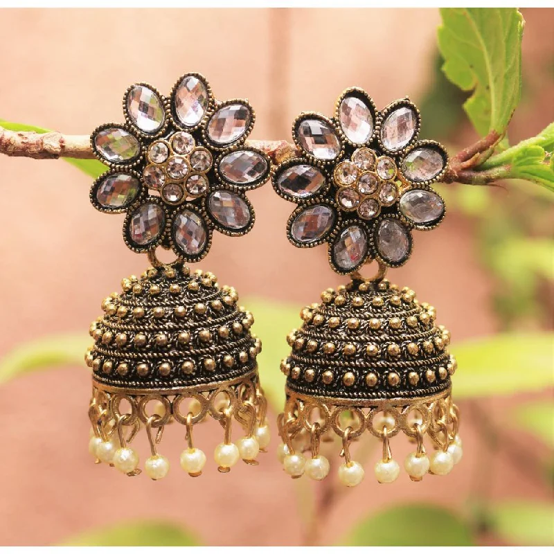 women’s chunky earrings-H K Fashion Gold Plated Austrian Stone Jhumki Earrings