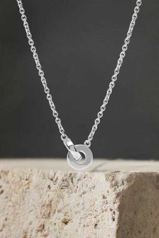 women’s oval pendant necklaces-Orbit sterling silver chain necklace