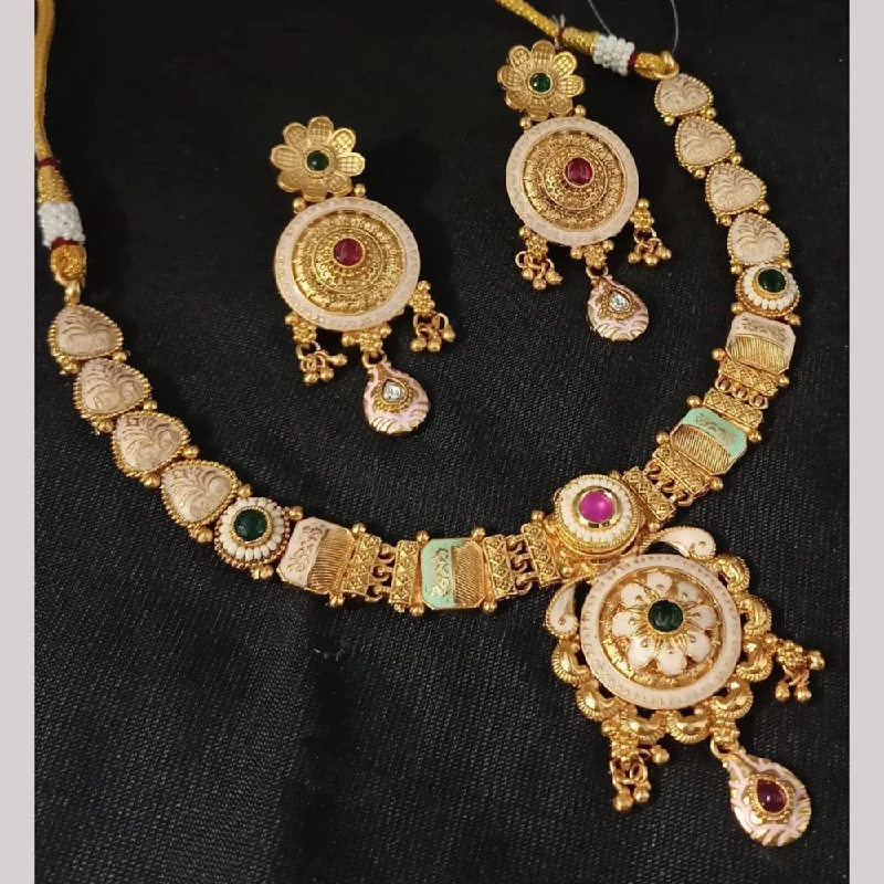 women’s celestial necklaces-Padmawati Bangles Gold Plated Pota Stone And Pearls Meenakari Necklace Set