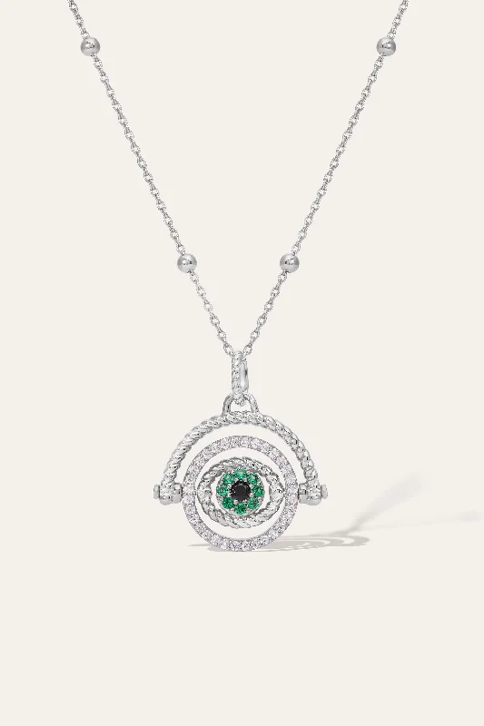 women’s luxurious pendant necklaces-Evil Eye Spinner Silver Necklace