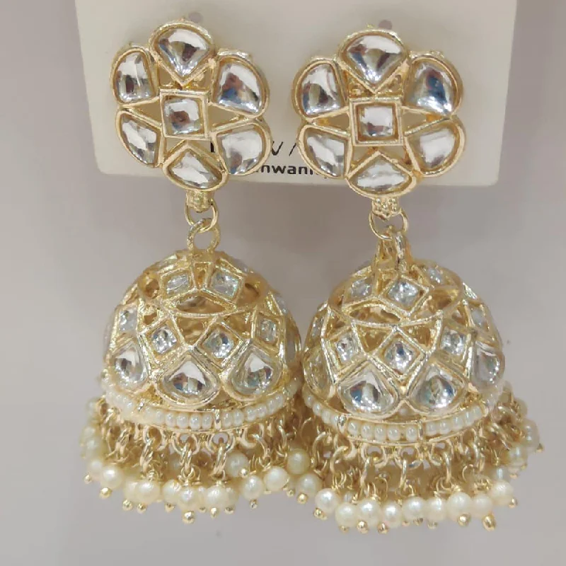 women’s small hoop earrings-Dhwani Gold Plated Kundan Stone Jhumki Earrings