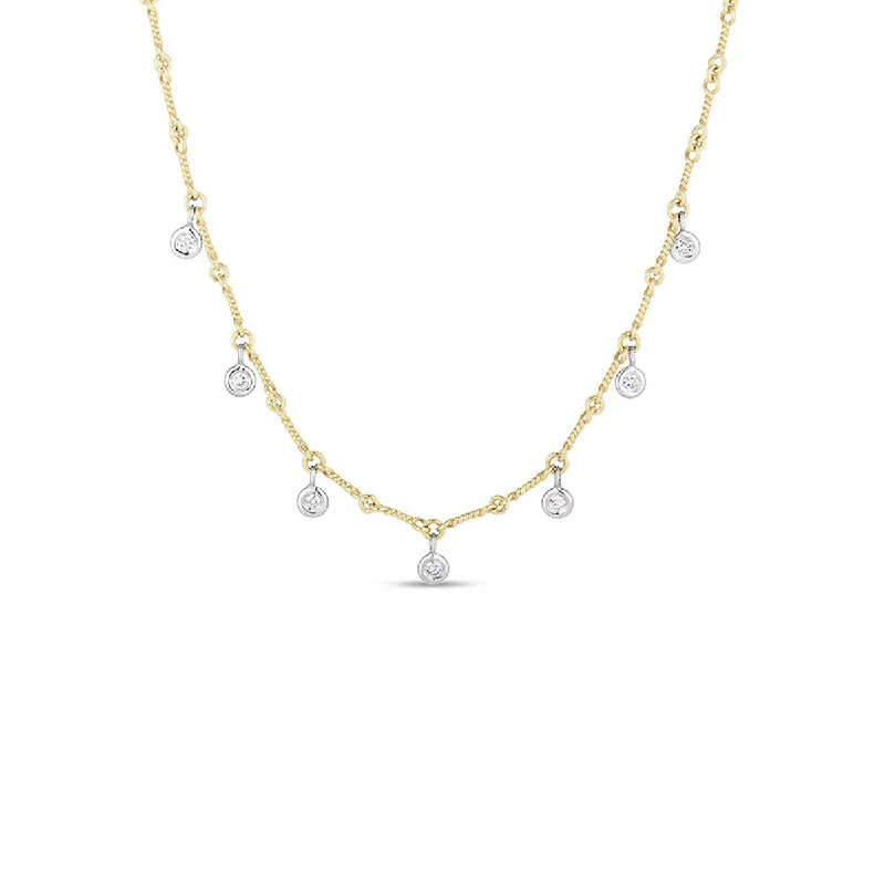 women’s gemstone necklaces-Dogbone 18K Yellow Gold Diamond Necklace