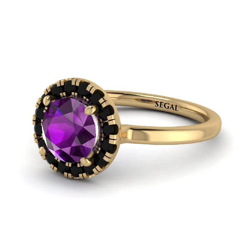 women’s ruby engagement rings-1ct Round Amethyst Engagement Ring - Natalia No. 307