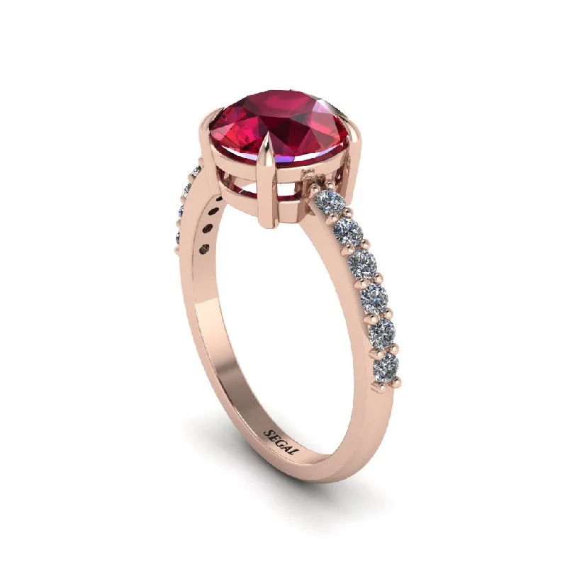 women’s platinum wedding engagement rings-Traditional Ruby Engagement Ring - Elaine No. 11