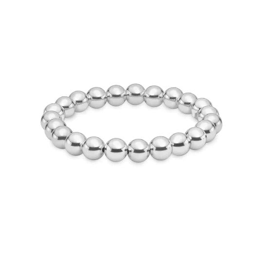 women’s trendy bracelets-Silver Coated Hematite Round 8mm Bracelet