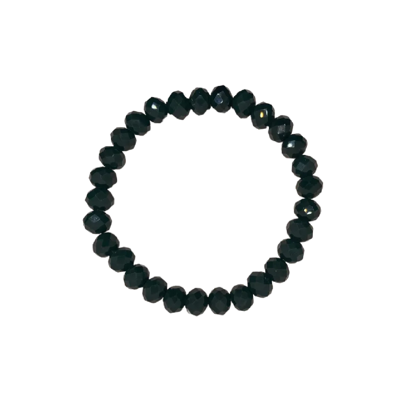 women’s wedding bangles-Pine Green Faceted Rondelle 8mm Bracelet