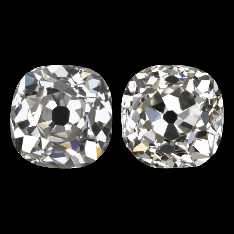 women’s cubic zirconia earrings-2 CARAT OLD MINE CUT DIAMOND STUD EARRINGS GIA CERTIFIED I SI1 ANTIQUE PAIR 2ct