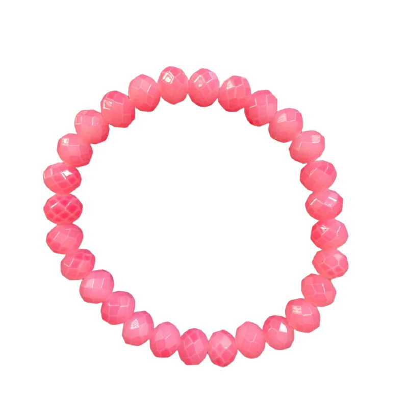 women’s adjustable diamond bracelets-Shocking Pink Faceted Rondelle 8mm Bracelet