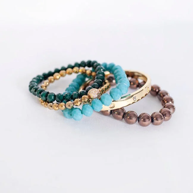 women’s large bangles-Peacock Autumn Bracelet Stack