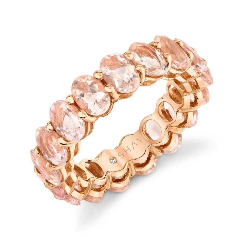 women’s colorful rings-READY TO SHIP MORGANITE OVAL ETERNITY BAND