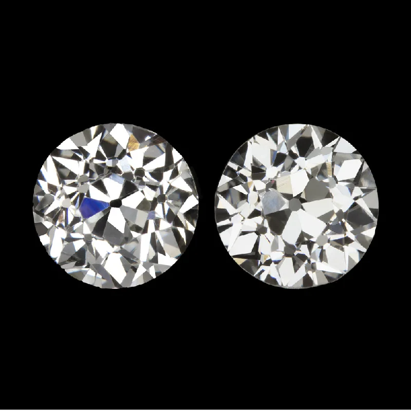 women’s unique earrings-OLD EUROPEAN CUT DIAMOND STUD EARRINGS 1.58ct PAIR CERTIFIED H-I VS2-SI1 VINTAGE