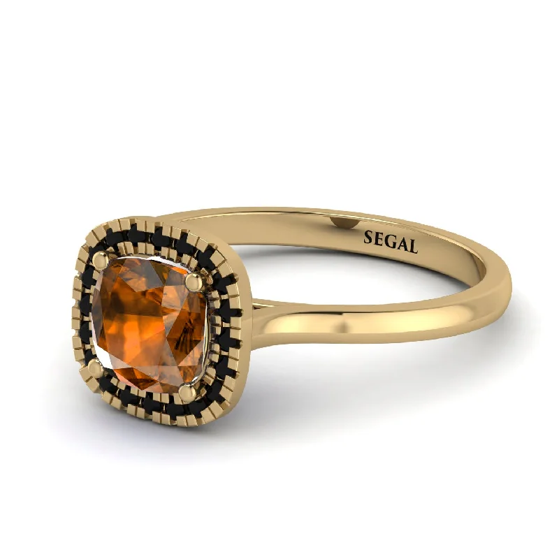 women’s classic engagement rings-Vintage Classic Halo Cushion Brown Diamond Ring - Skylar No. 1107