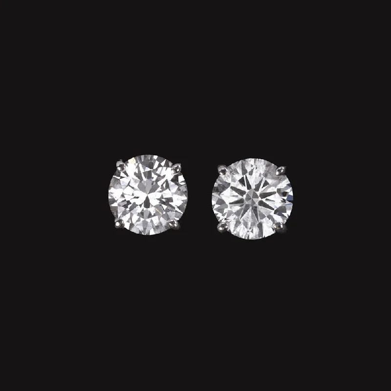 women’s small hoop earrings-2 CARAT DIAMOND STUD EARRINGS VERY GOOD CUT G SI ROUND BRILLIANT 18k WHITE GOLD