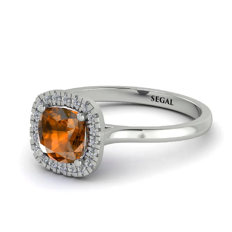 women’s engagement rings with diamonds-Vintage Classic Halo Cushion Brown Diamond Ring - Skylar No. 1103