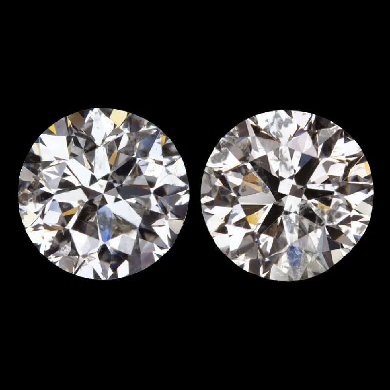 women’s vintage stud earrings-2.04ct VERY GOOD CUT DIAMOND STUD EARRINGS ROUND BRILLIANT MATCHING PAIR 2 CARAT