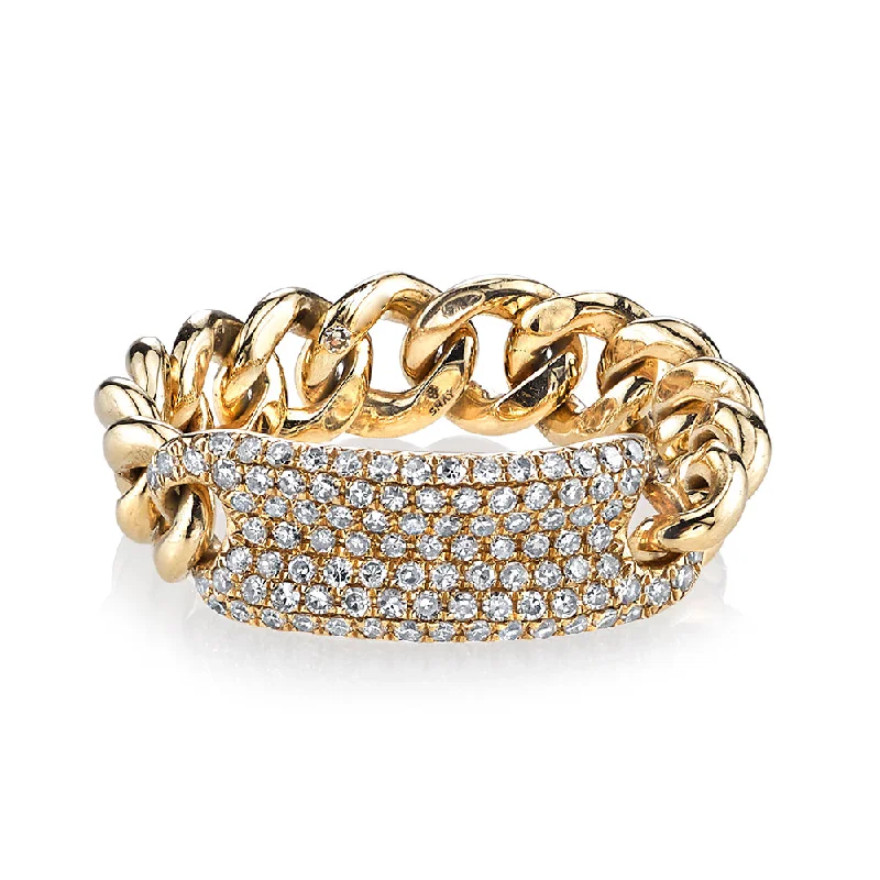 women’s simple rings-READY TO SHIP DIAMOND PAVE ID MINI LINK RING