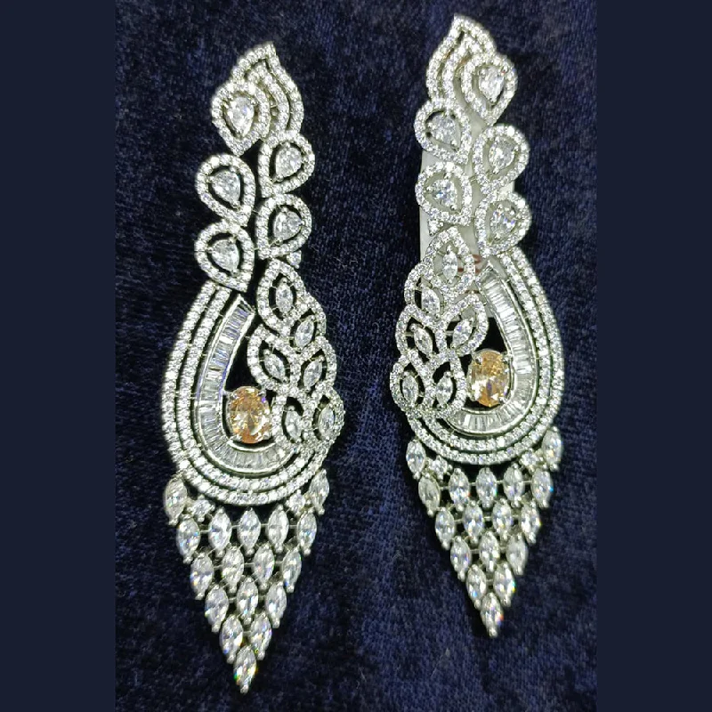 women’s large stud earrings-Jain Jewellers Silver Plated AD Dangler Earrings