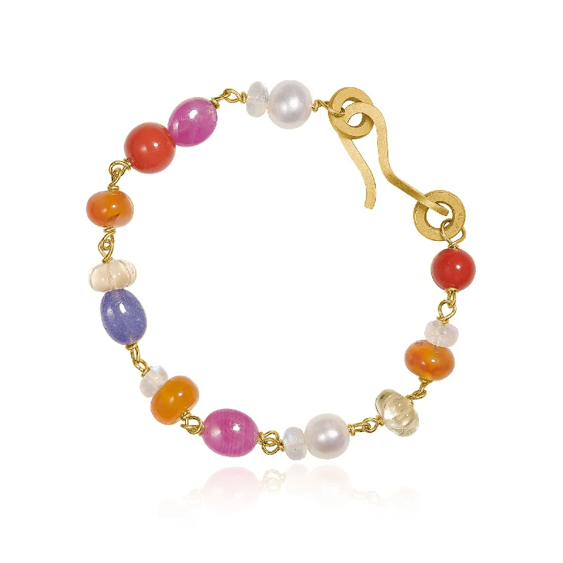 women’s vintage bangles-Wild Berry Limited edition 18K Colorful Gold Bracelet w. Gemstones