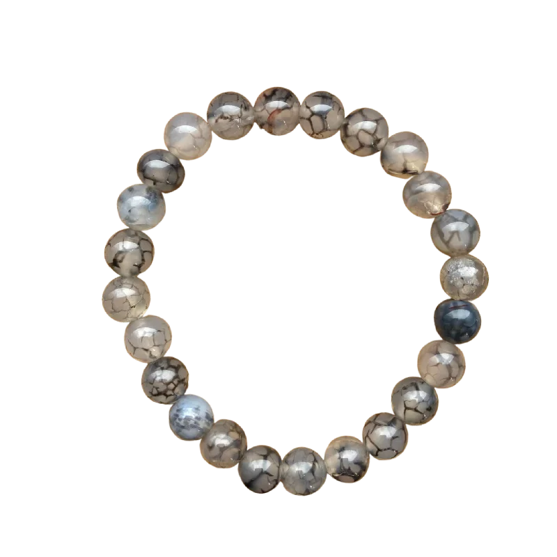 women’s bold bracelets-Grey Veins Agate 8mm Bracelet