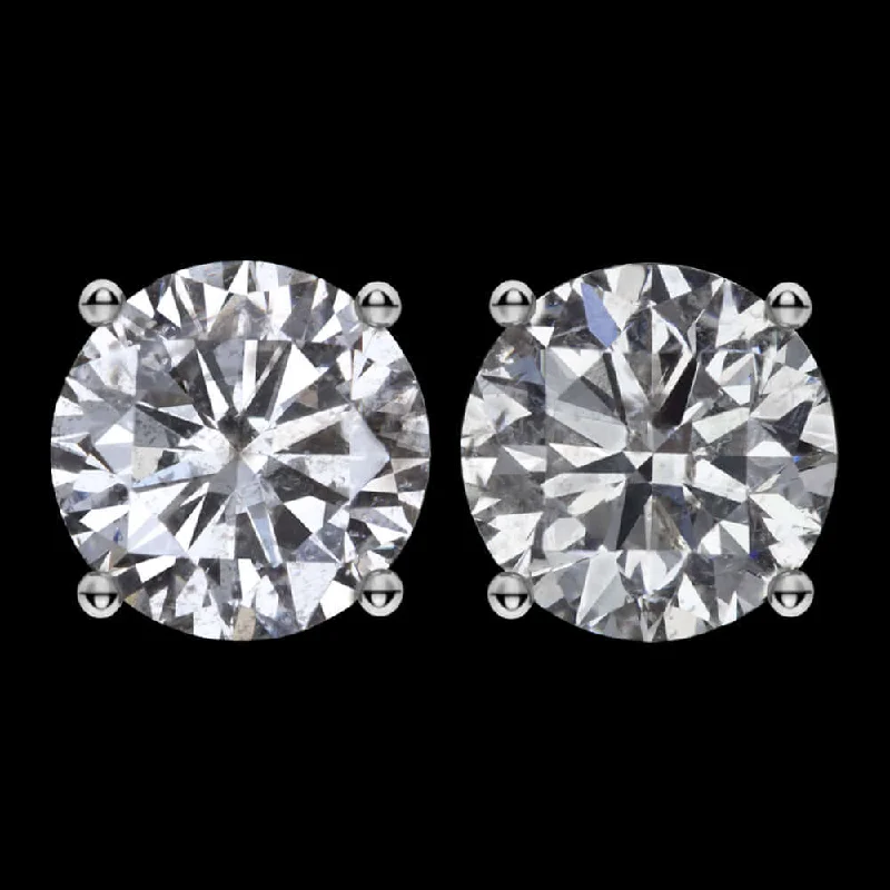 women’s drop earrings-6.12ct VERY GOOD CUT NATURAL DIAMOND STUD EARRINGS ROUND BRILLIANT PAIR 6 CARAT