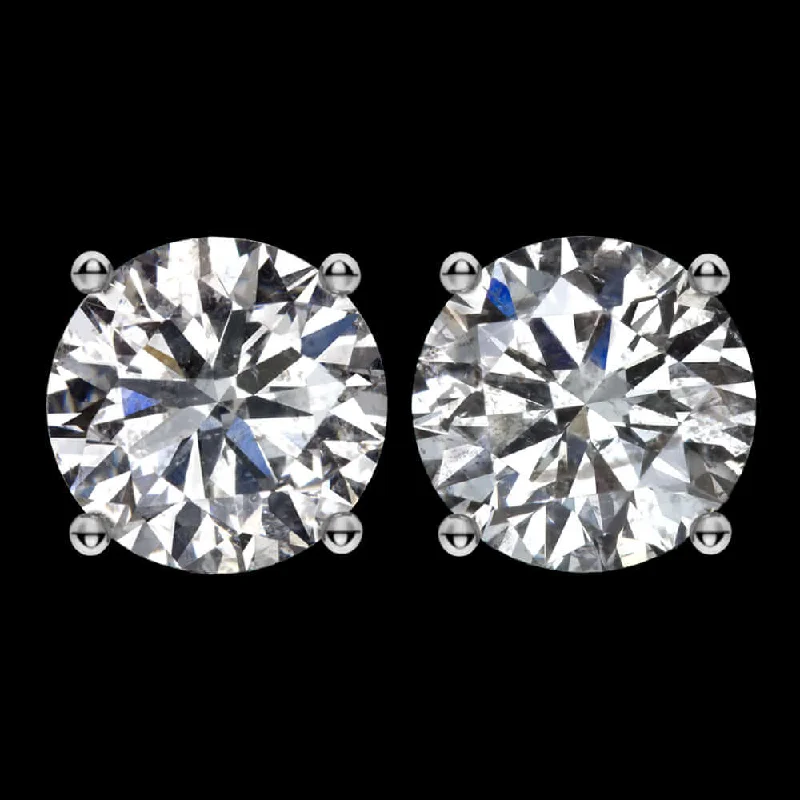 women’s oval earrings-4.35ct ROUND BRILLIANT CUT NATURAL DIAMOND STUD EARRINGS MATCHING PAIR 4.5 CARAT