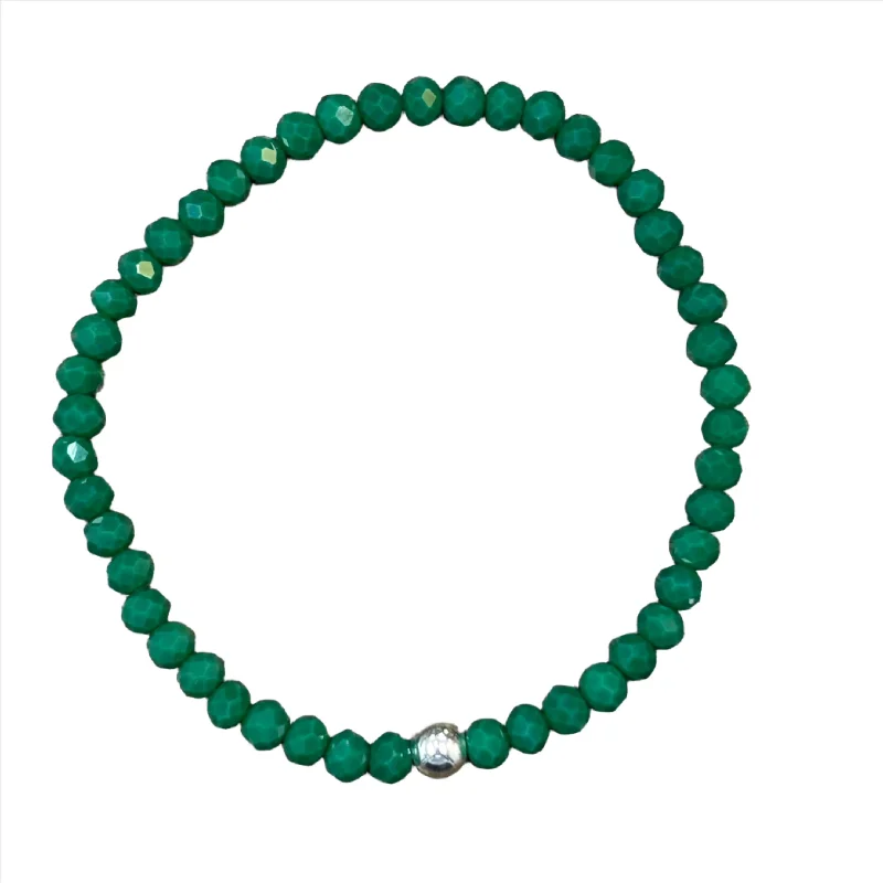 women’s simple bangles-Dark Emerald Faceted Rondelle 4mm Bracelet