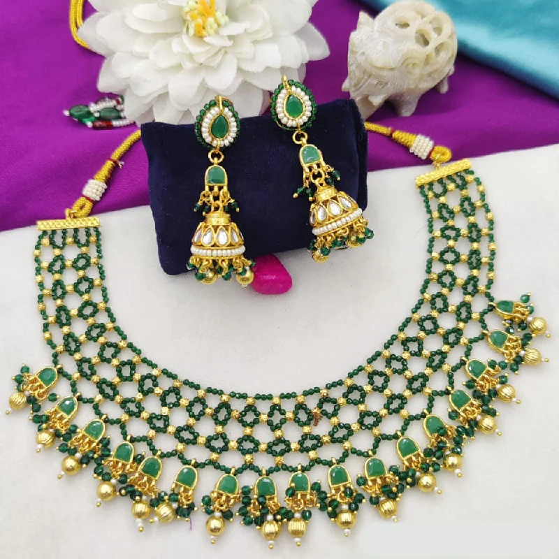 women’s simple necklaces-Fancyla Gold Plated Kundan Stone And Pearls Necklace Set