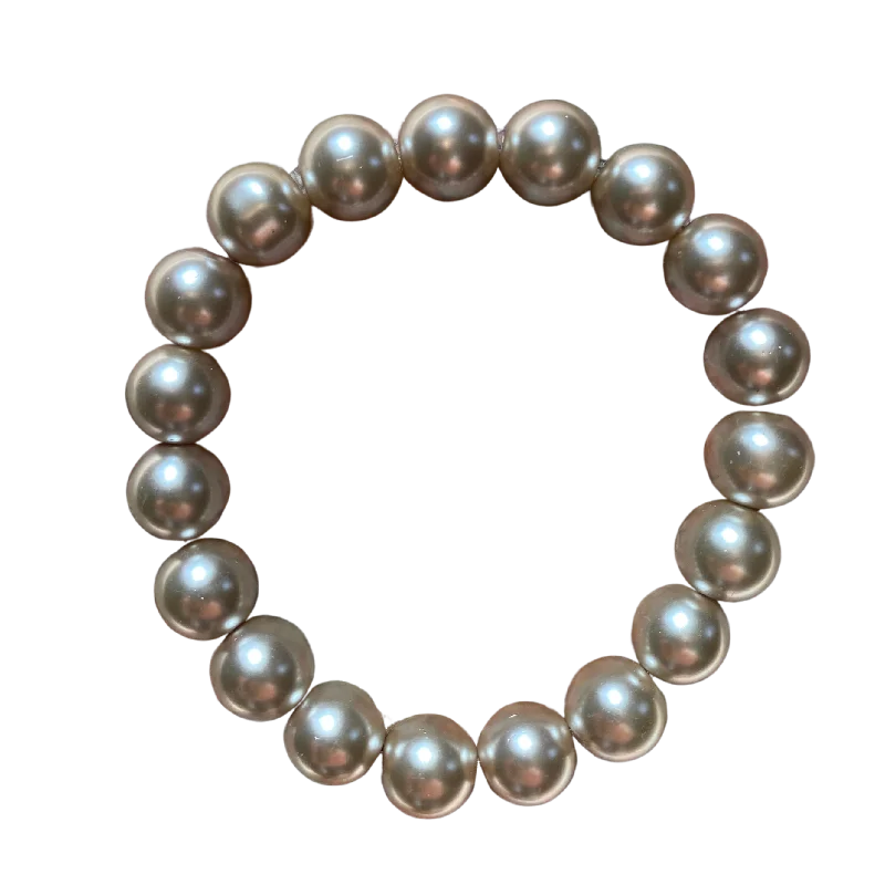 women’s bohemian bangles-Lizard Grey Pearl 10mm Bracelet