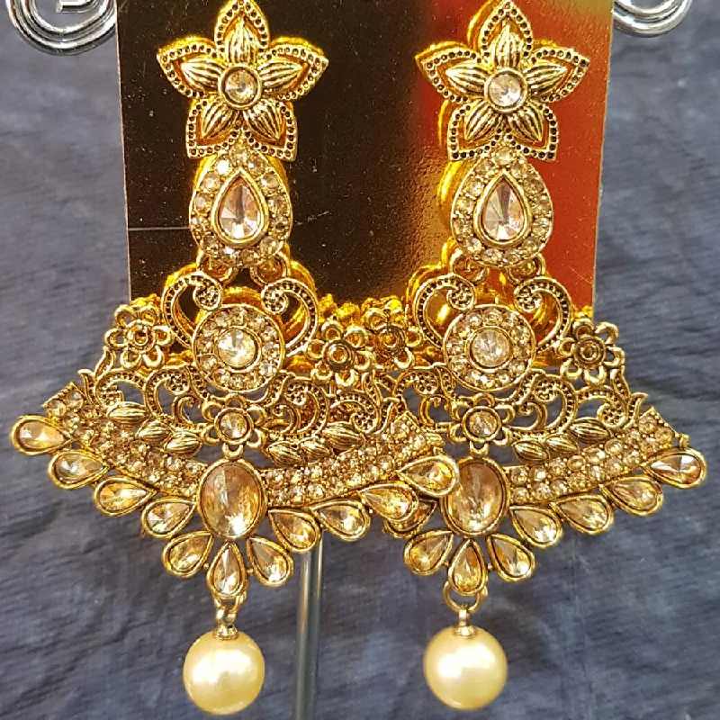 women’s dangling gemstone earrings-Shreeji Gold Plated Crystal Stone Dangler Earrings