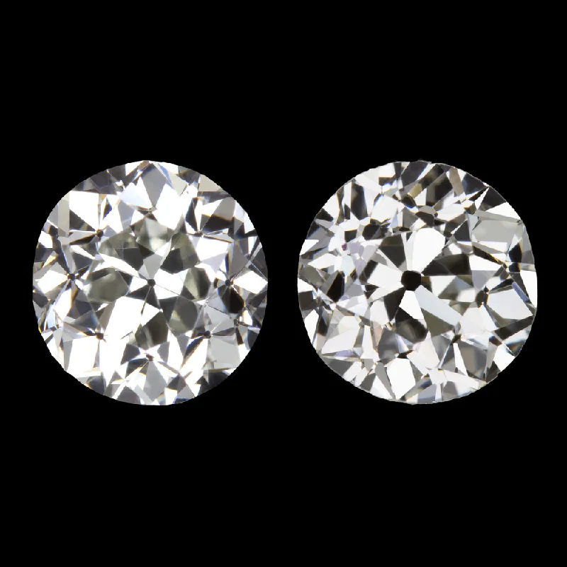 women’s diamond stud earrings-1.94c OLD EUROPEAN CUT DIAMOND STUD EARRINGS GIA CERTIFIED J VS 2ct PAIR VINTAGE