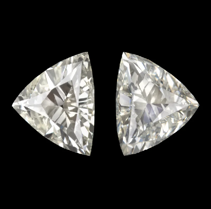 women’s geometric earrings-NATURAL DIAMOND TRILLION CUT MATCHING PAIR 0.58ct LOOSE ACCENT STUD EARRINGS