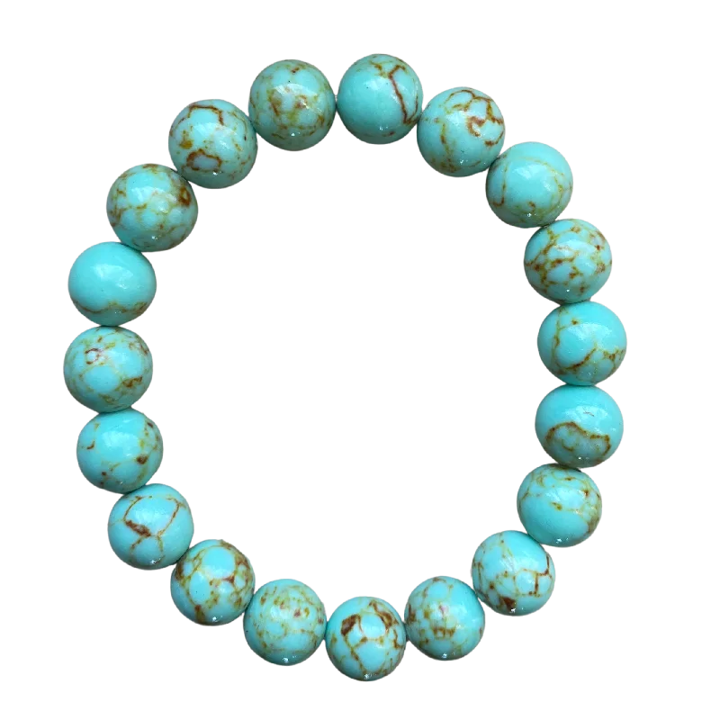 women’s adjustable bangles-Light Teal Green Magnesite 10mm Bracelet