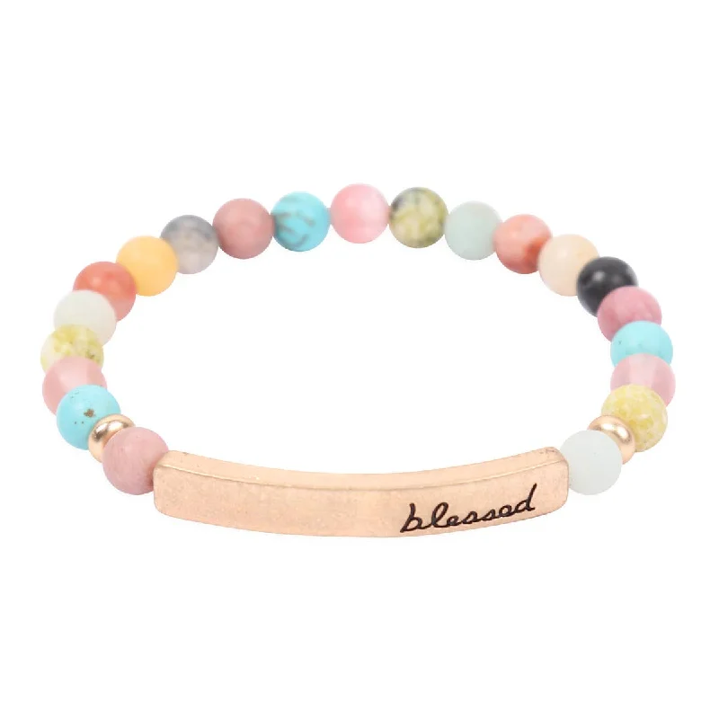 women’s gold bangles with diamonds-Pastel Blessed Charm Bracelet