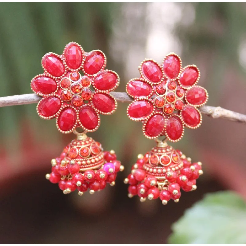 women’s hoop earrings with pearls-H K Fashion Pota Stone Jhumki Earrings